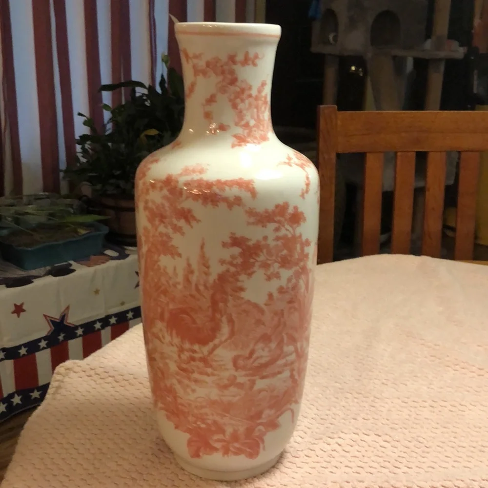 Formalities by Baum bros white and pink vase 16”x7”x3.25”